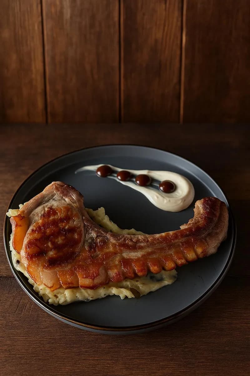 Tomahawk de  Porc cu Puree Trufe